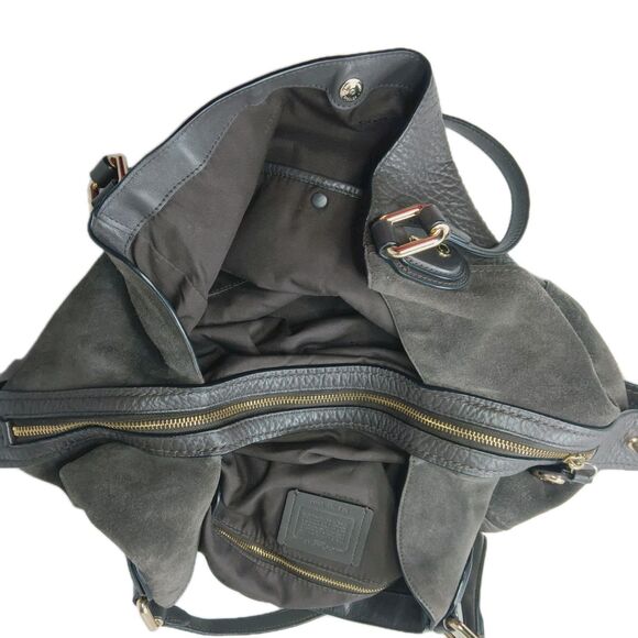 Coach Eddie Shoulder Bag 42 Buffalo Embossed Leather & Suede Brown Style #20334 - Picture 10 of 13